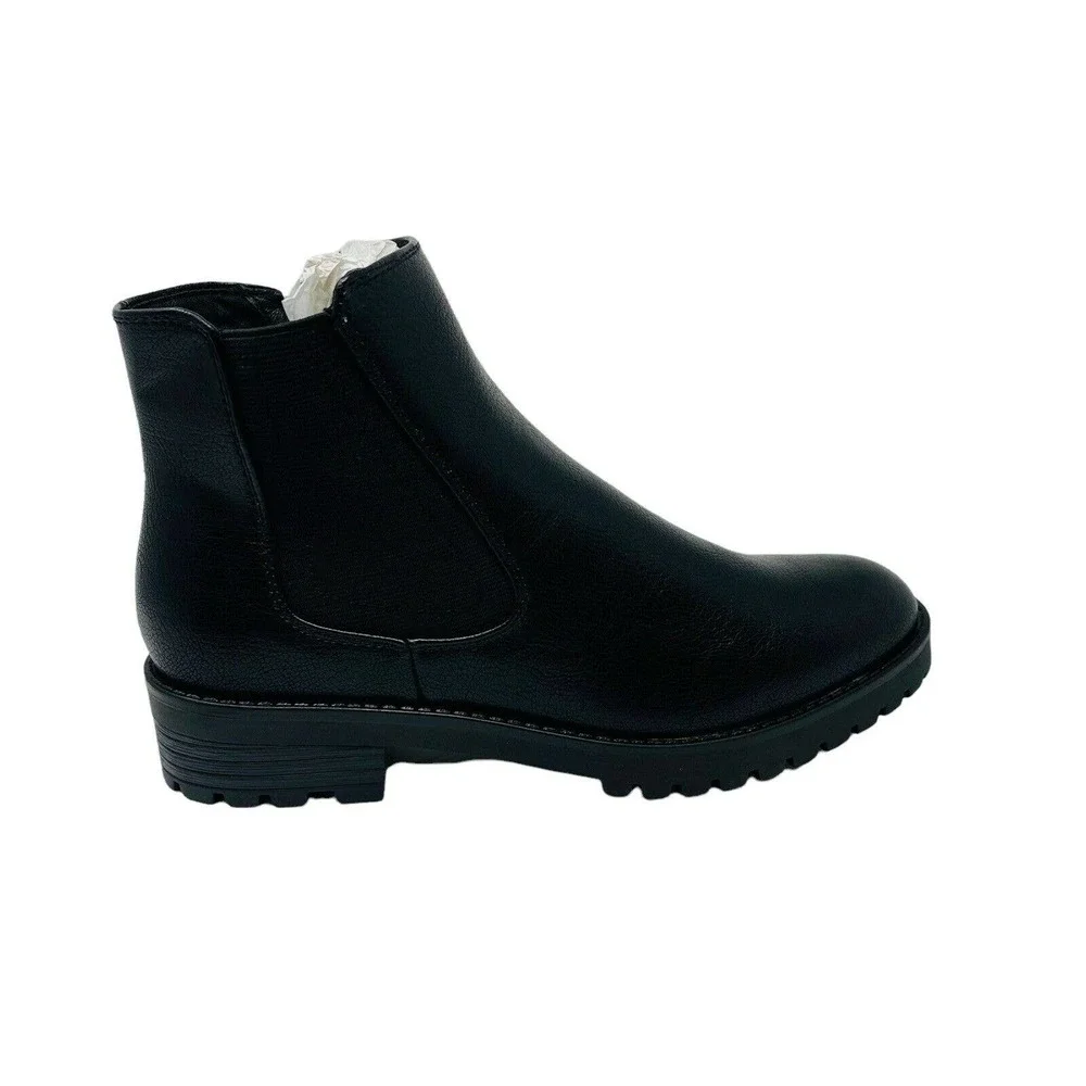 New Baretraps Womans Sz 5M Daytona Ankle Bootie Black Block Heel Leather‎ NIB